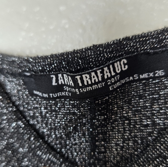 Zara Trafaluc 2017 Metallic Black Sheer Mini Slim Fit Dress Size Small - Picture 12 of 12